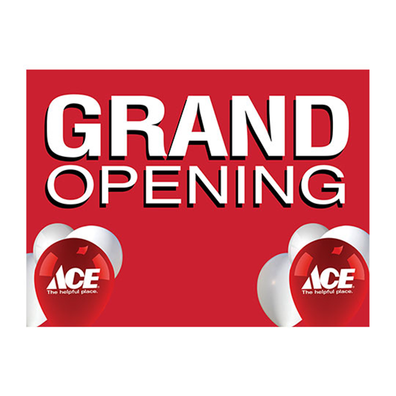 18" X 24" Ace Hardware Red Grand Opening Bandit Coroplast Yard Sign (double sided)