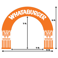 9' X 11' Whataburger Orange Logo Arch Inflatable  (includes internal blower & stake kit)