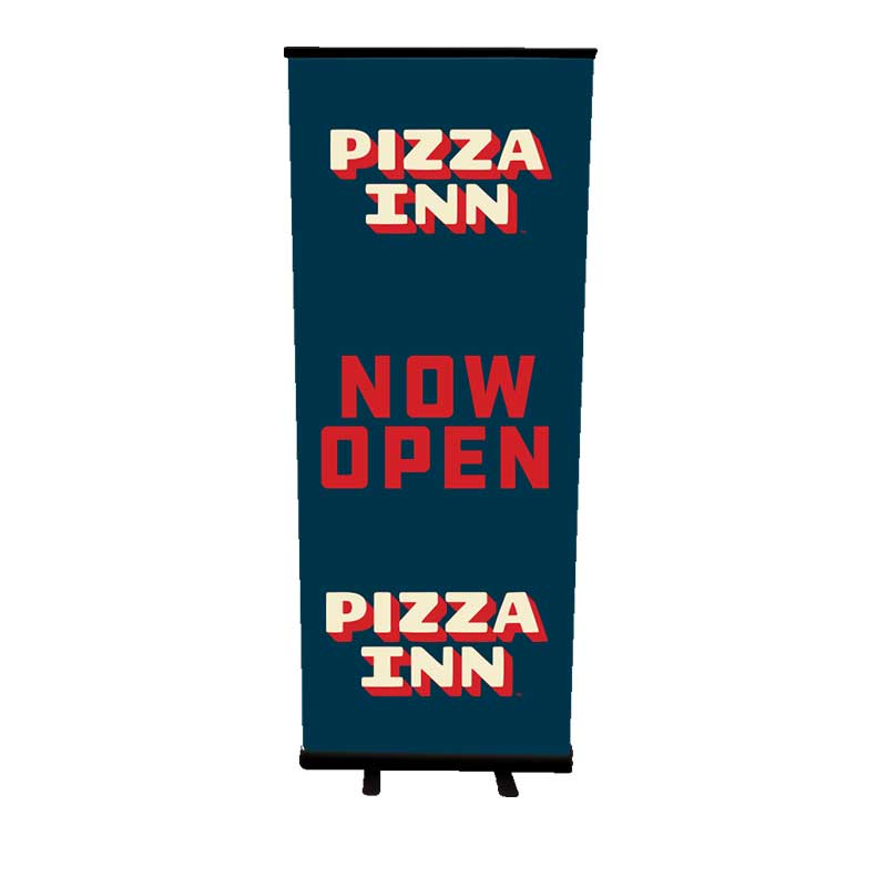 Pizza Inn Blue Logo Now Open Retractable Banner