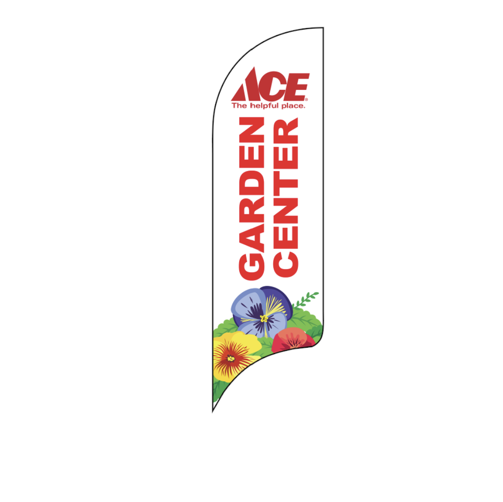 12' Ace Hardware White & Red Garden Center with Flowers AdverSail Flag