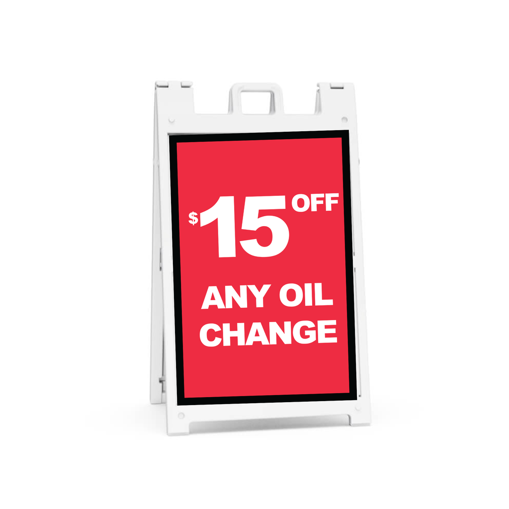 24" X 36" FullSpeed Red $15 Off Any Oil Change Coroplast A-Frame Insert