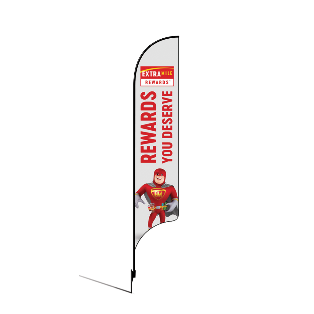 OLD DO NOT USE 15’ ExtraMile White Rewards You Deserve AdverSail Flag (2024 Artwork) Kit