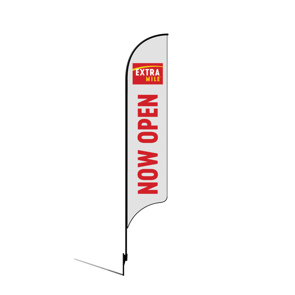 OLD DO NOT USE 15’ ExtraMile White Now Open AdverSail Flag (2024 Artwork) Kit