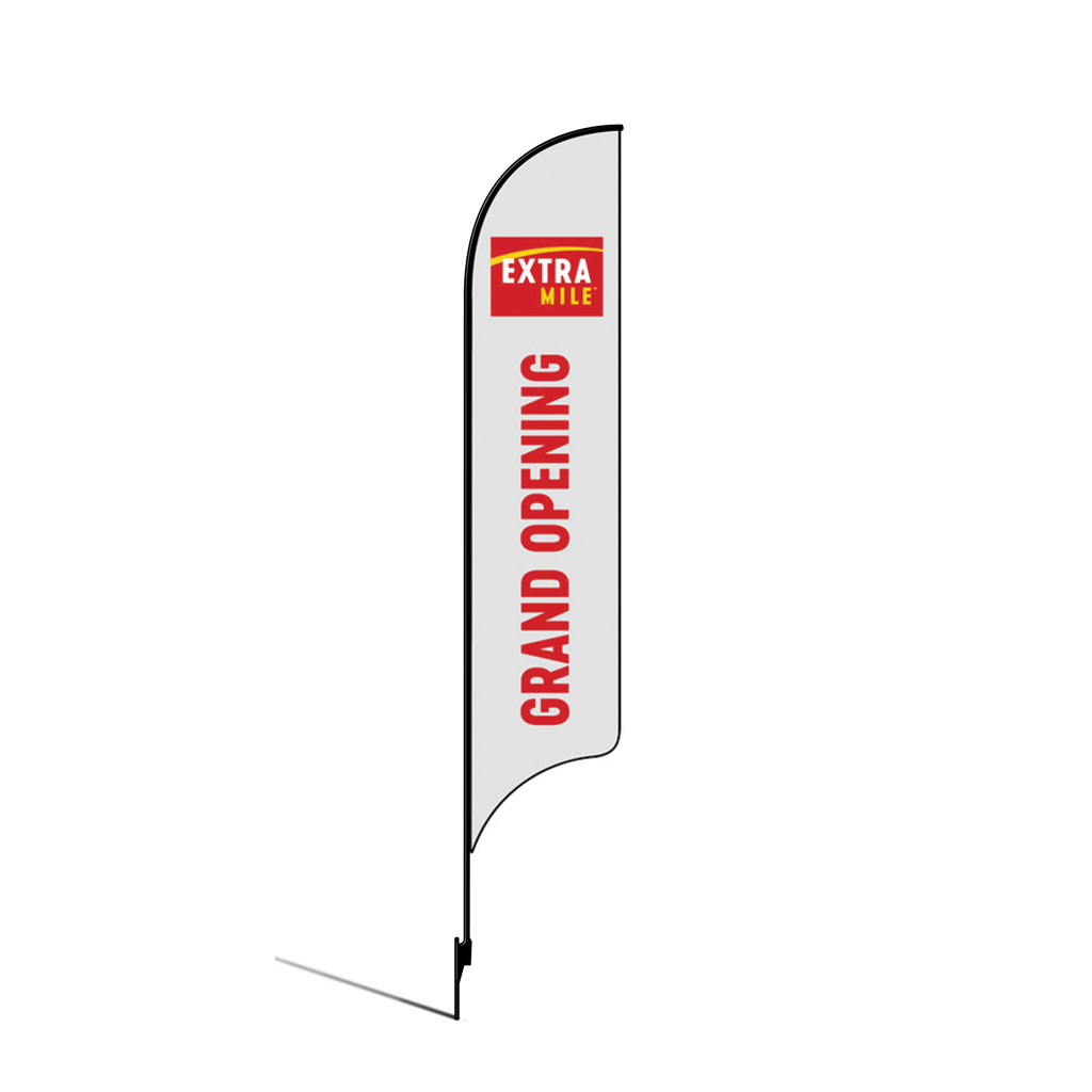 OLD DO NOT USE 15’ ExtraMile White Grand Opening AdverSail Flag (2024 Artwork) Kit
