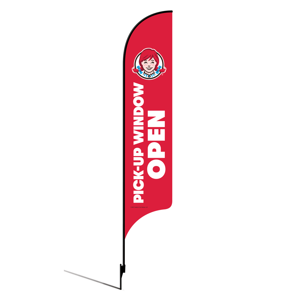 OLD DO NOT USE 15' Wendy's Red Pick Up Window Open AdverSail Flag Kit
