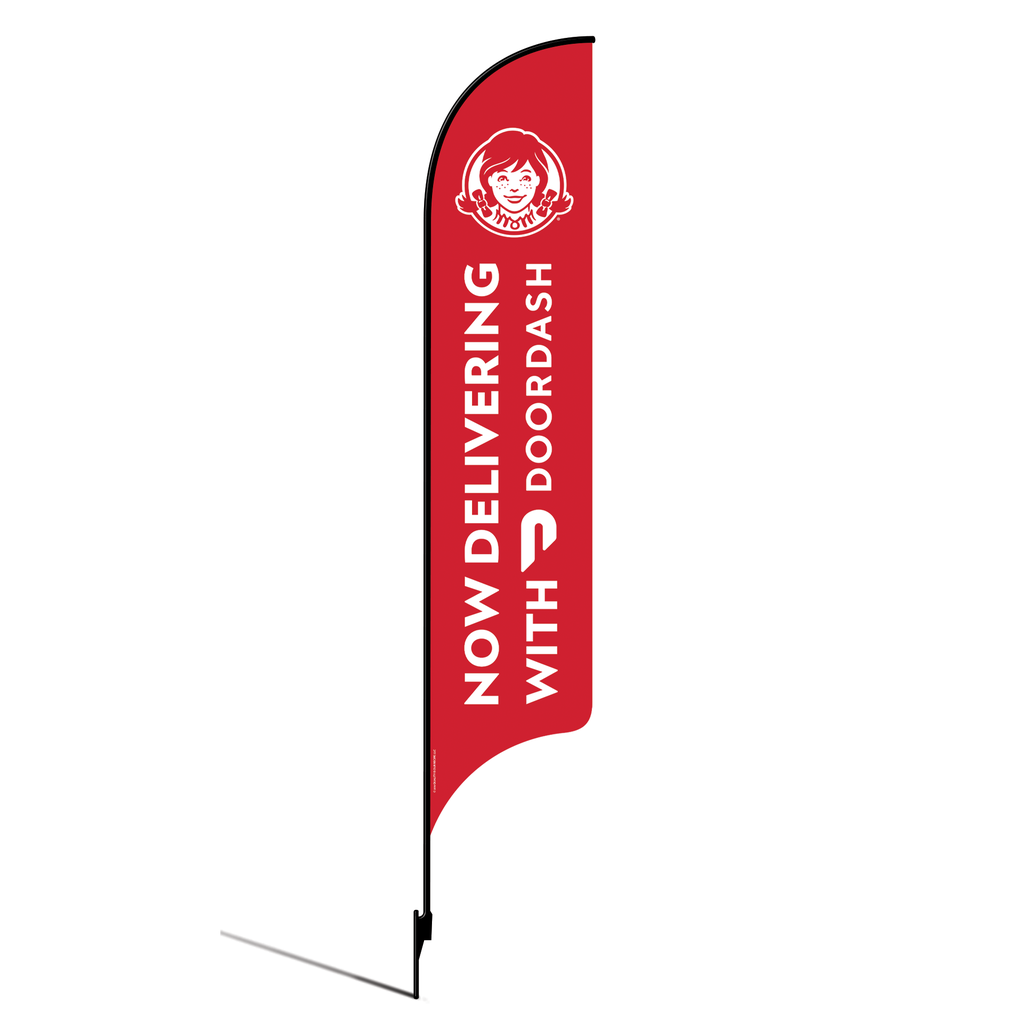 OLD DO NOT USE 15' Wendy's Red Now Delivering with Door Dash AdverSail Flag Kit