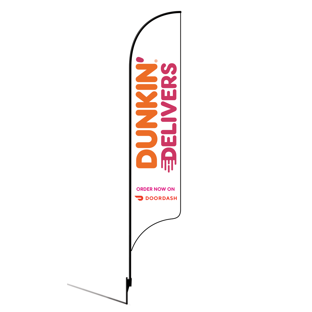 OLD DO NOT USE 15' Dunkin' Donuts White Delivers DoorDash AdverSail Flag Kit
