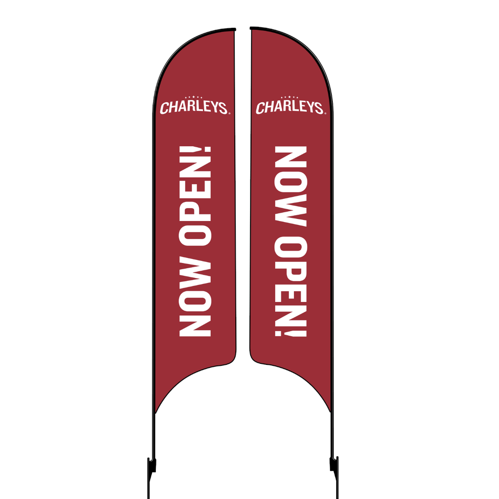 Kit for 15' Charleys Philly Steaks Red Now Open! Double Sided AdverSail Flag