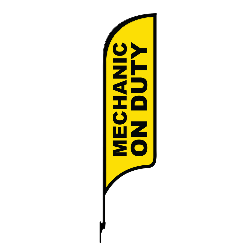 Kit for 12' FullSpeed Automotive Yellow Mechanic On Duty  AdverSail Flag 