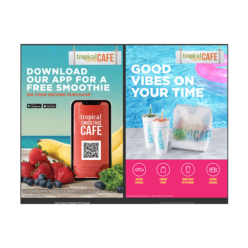 24"x36" Tropical Smoothie Café Good Vibes & Loyalty Coroplast A-frame Insert Only (double sided)