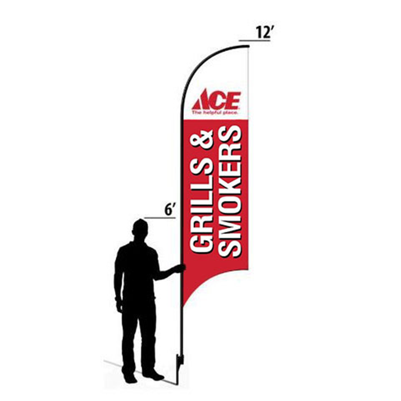 12' Ace Hardware Red Grills & Smokers AdverSail Flag