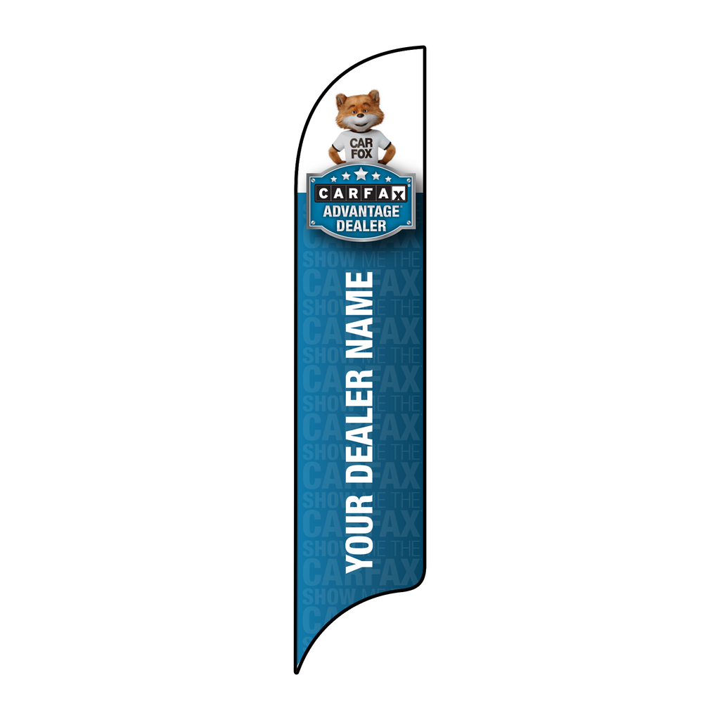 15' Carfax Blue (Branded) Advantage Dealer with Fox on Top AdverSail Flag 