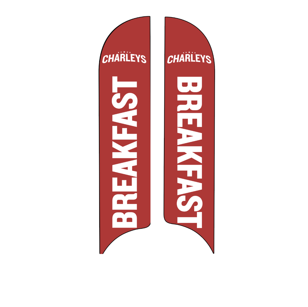 15' Charleys Philly Steaks Red Breakfast AdverSail Flag  (double sided)