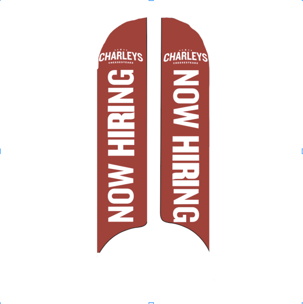 15' Charleys Philly Steaks Red Now Hiring AdverSail Flag  (double sided)