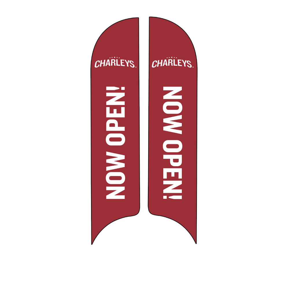 15' Charleys Philly Steaks Red Now Open AdverSail Flag  (double sided)