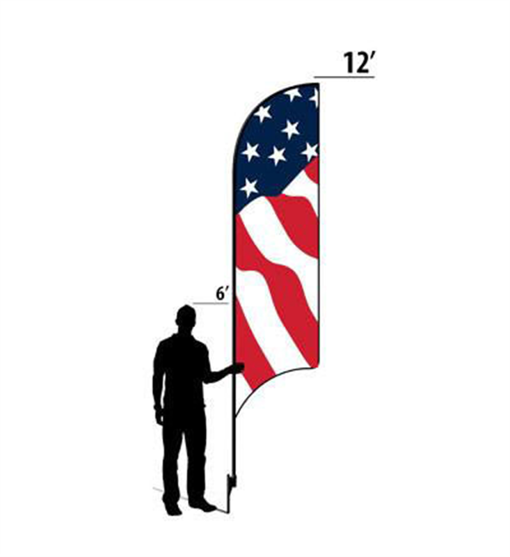 12' Generic Red, White & Blue Flag With Wavy Stripes AdverSail Flag